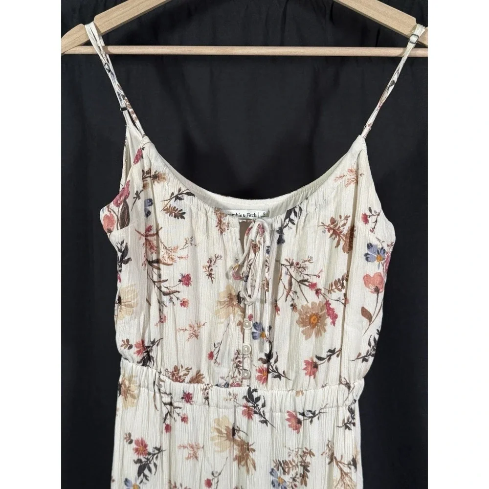 Abercrombie & Fitch Floral Maxi Sundress‎ Tie Neckline Buttons Flowy Womens S